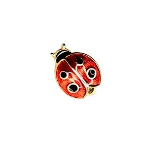 Vintage Avon Lucky Ladybug Tack Lapel Hat Pin Red Black Enamel Petite Gold Tone